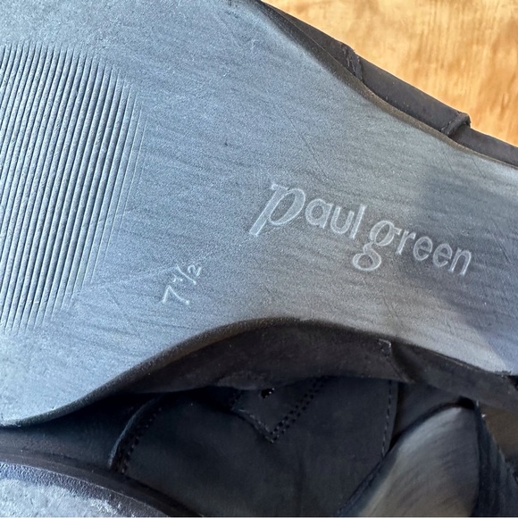 Paul Green Open Toe Black Perforated Sling Back Block Heel Shoe - Picture 5 of 11